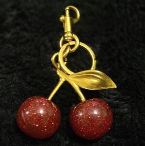 New Gold and Red Cherry Keychain